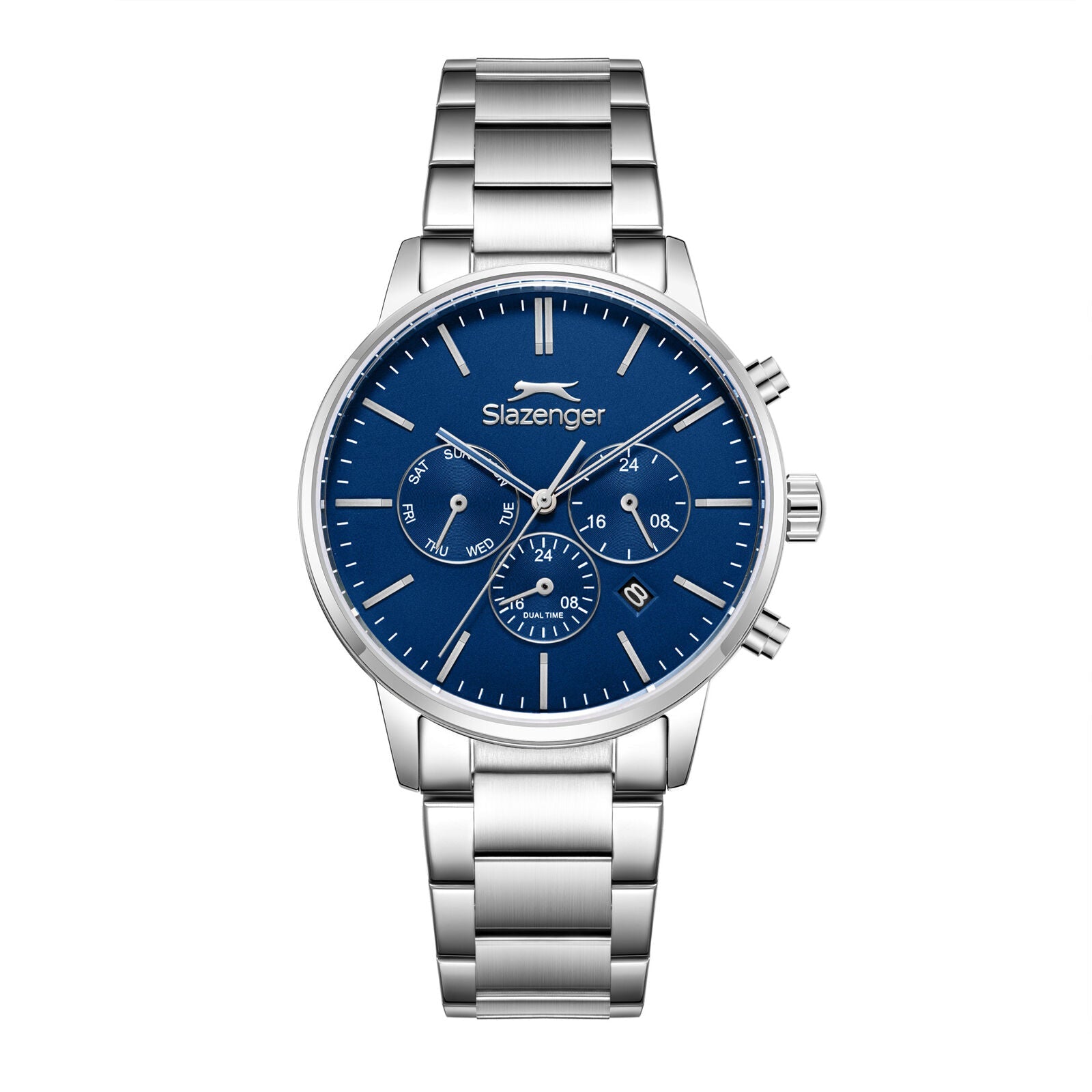 Slazenger Classic Multifunction Dark Blue Dial Silver Watch - SL.09.2585.2.390