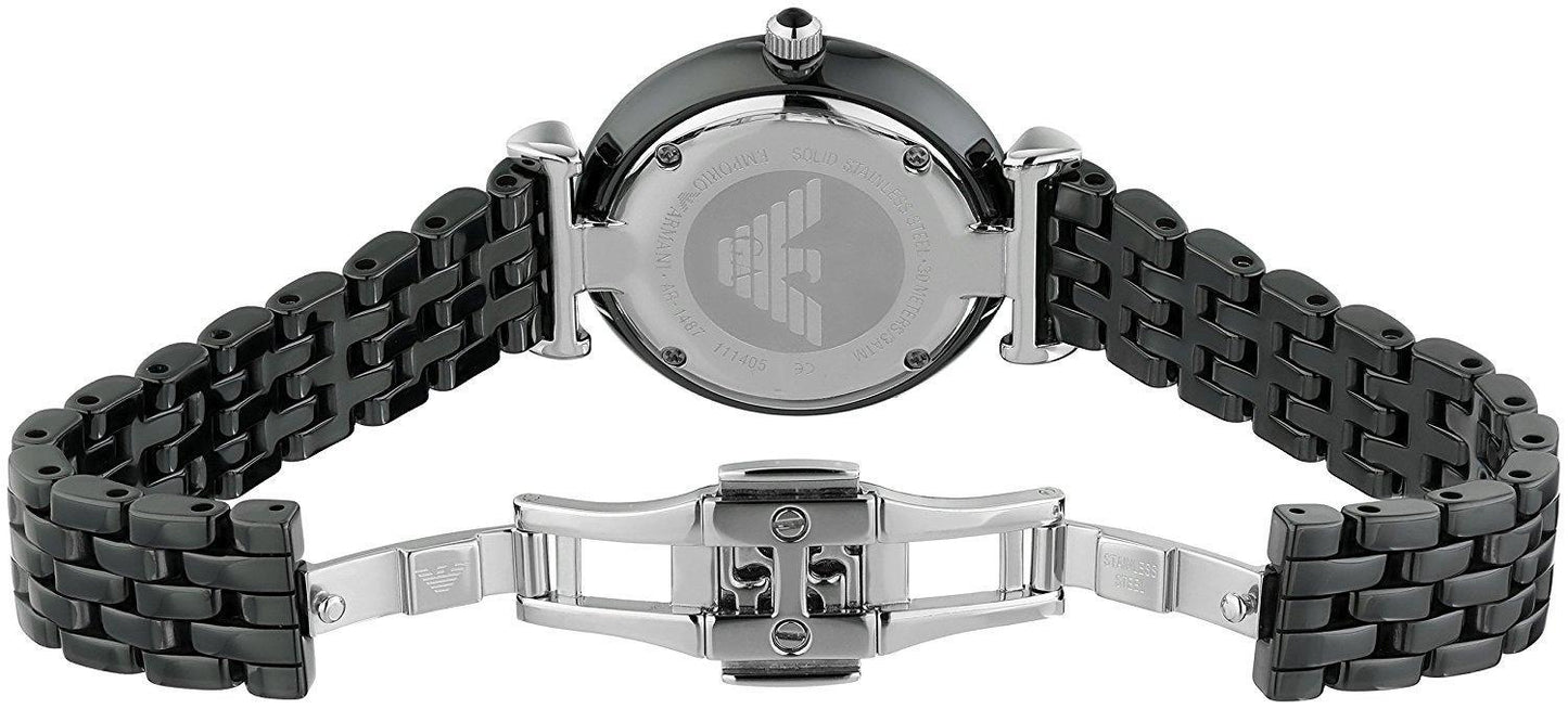 Emporio Armani Ceramica Black Dial Black Ceramic Quartz Ladies Watch AR1487