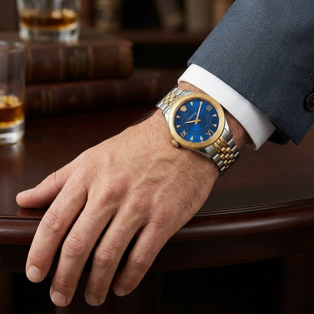 Versace Hellenyium Quartz Blue Dial Two-Tone Women's Watch - VE2S00522