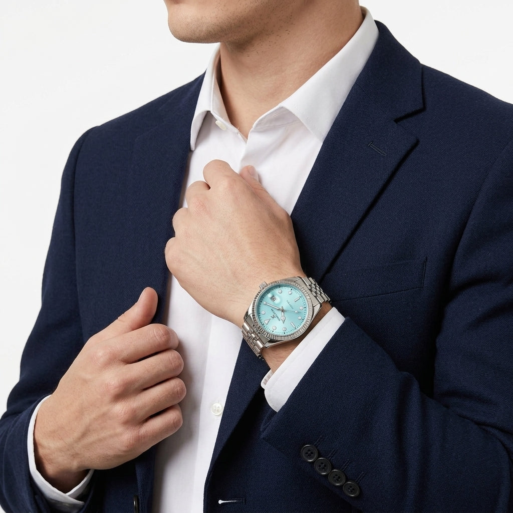 Daniel Klein Premium Date Window Blue Dial Silver Watch - DK.1.13835-3
