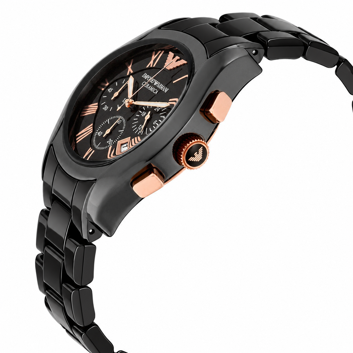 Emporio Armani Ceramica Chronograph Black Dial Watch AR1410