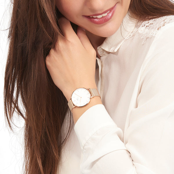 Daniel Wellington White Melrose 32mm Women's Gold Watch DW00100163
