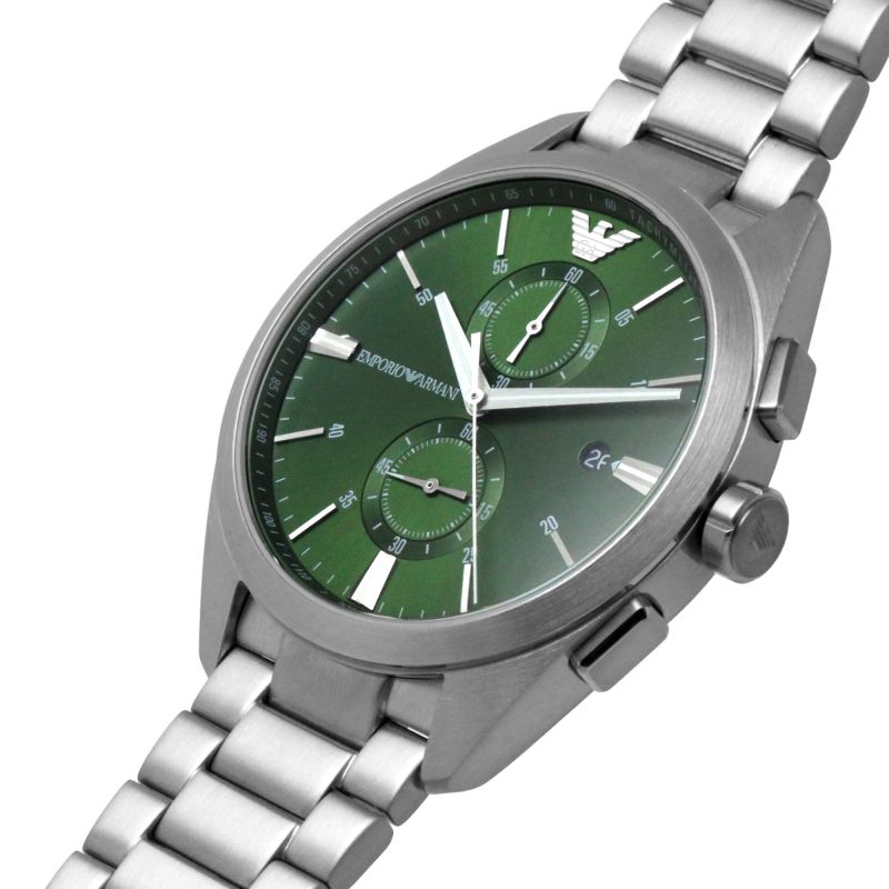 Emporio Armani Silver Chronograph Green Dial Men's Watch AR11480 - Dawson Watches #2