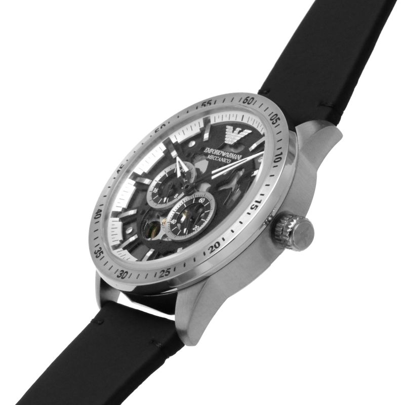 Emporio Armani Automatic Black Leather Men's Watch AR60051 - Dawson Watches #4