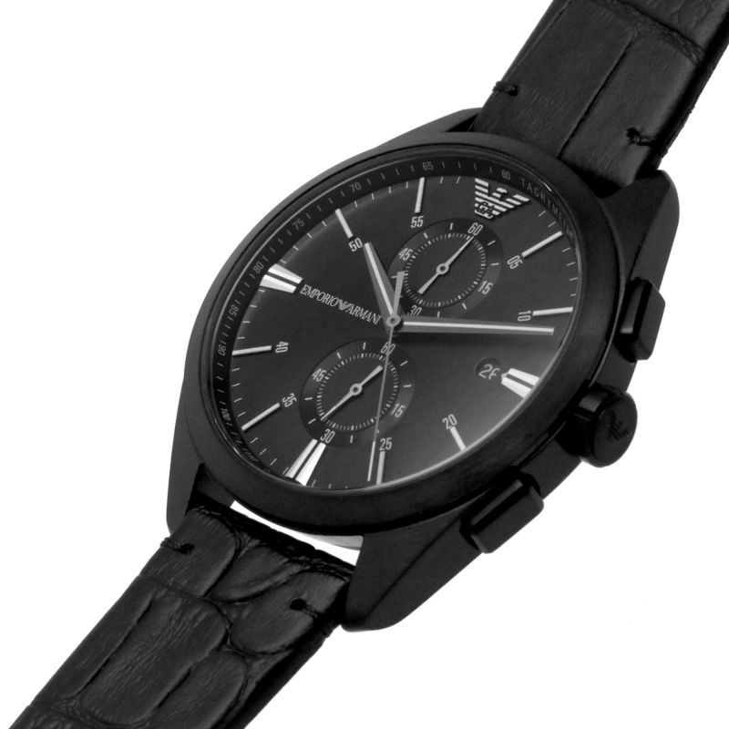 Emporio Armani Chronograph Black Leather Men's Watch AR11483 - Dawson Watches #2