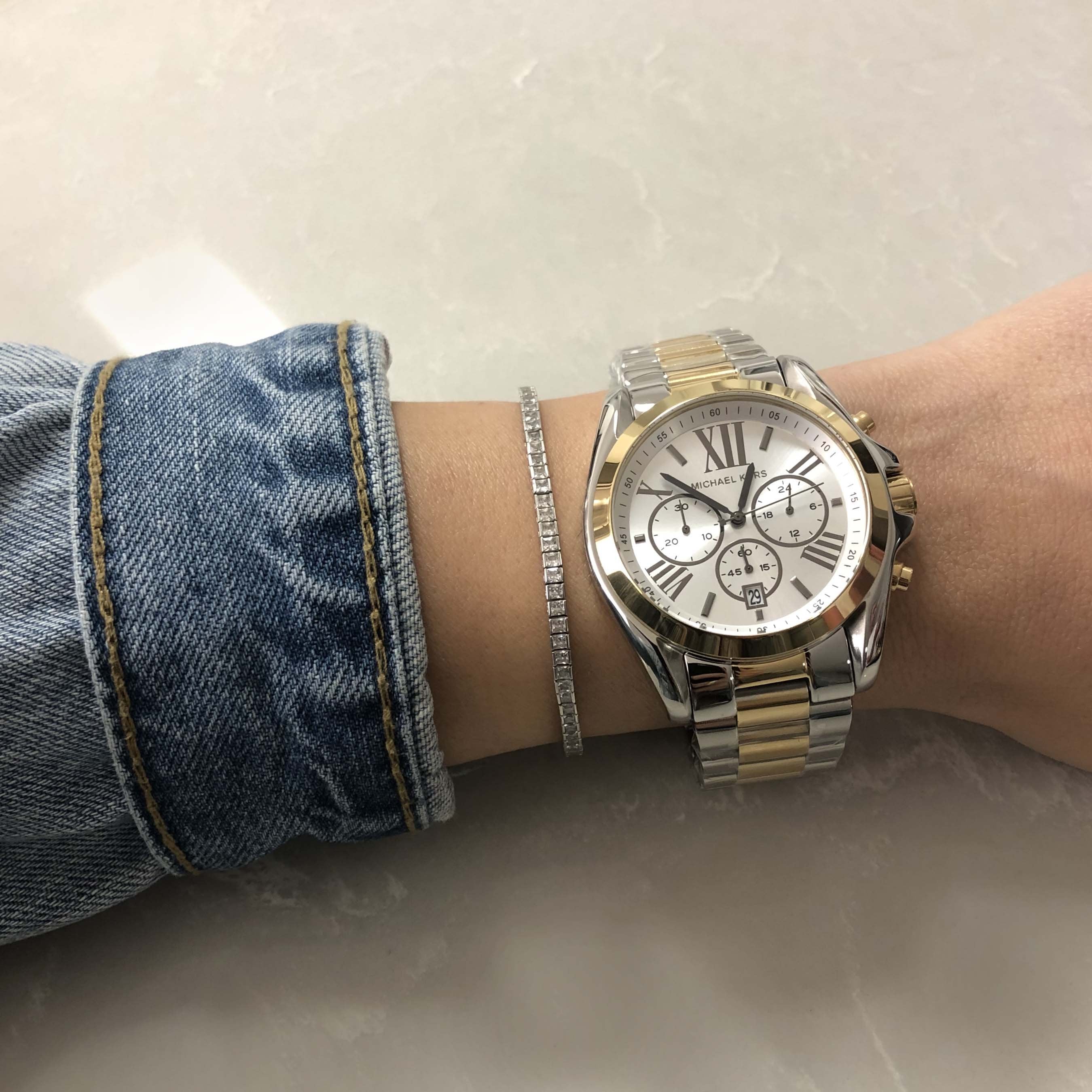 Michael Kors Bradshaw Chronograph Dial Two-tone Ladies Watch MK5855 Water resistance: 100 meters Movement: Quartz