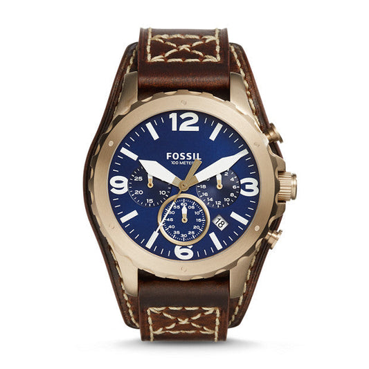 Fossil Nate Chronograph Dial Brown Leather Strap Men's Watch JR1505