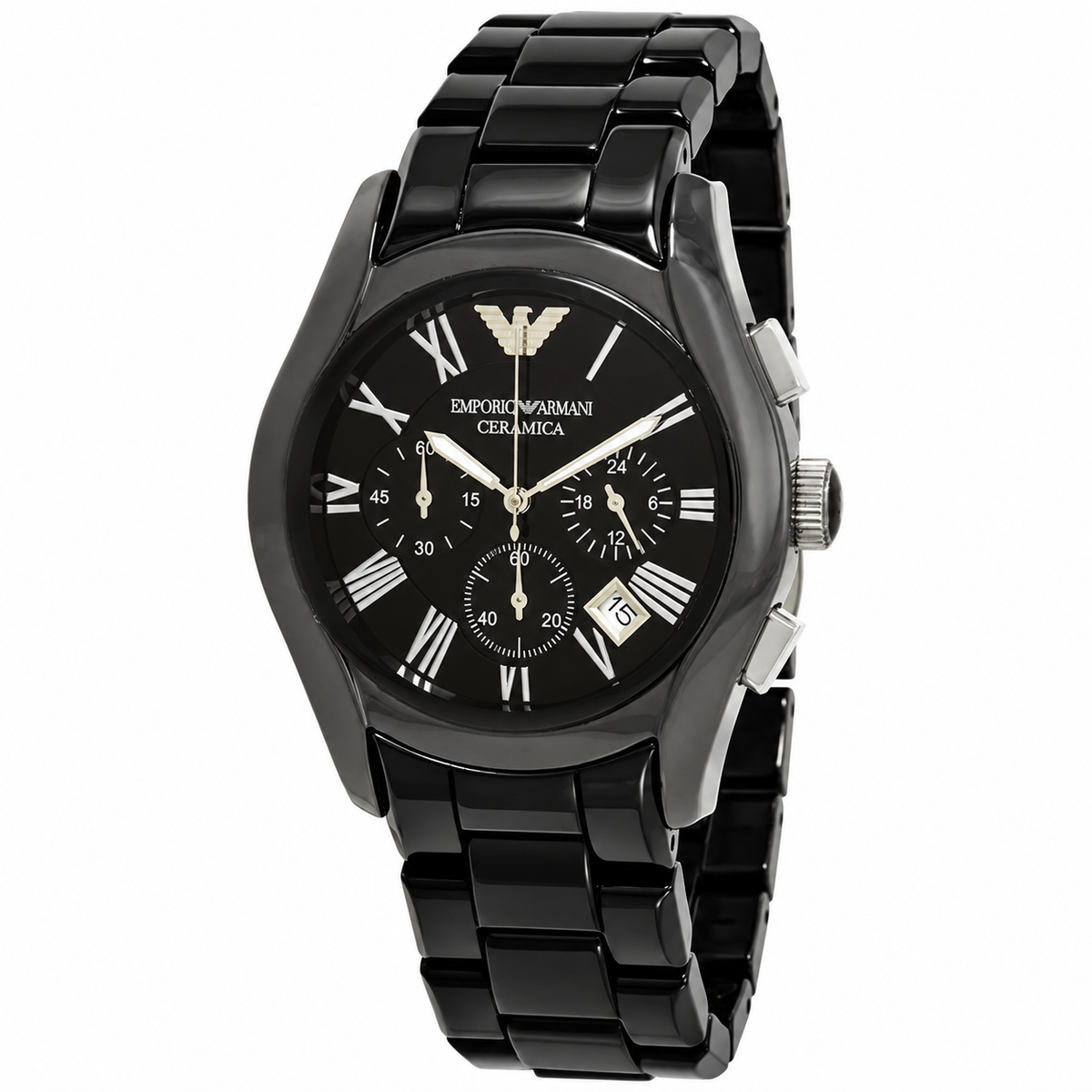 Emporio Armani Chronograph Black Dial Black Ceramic Watch AR1400