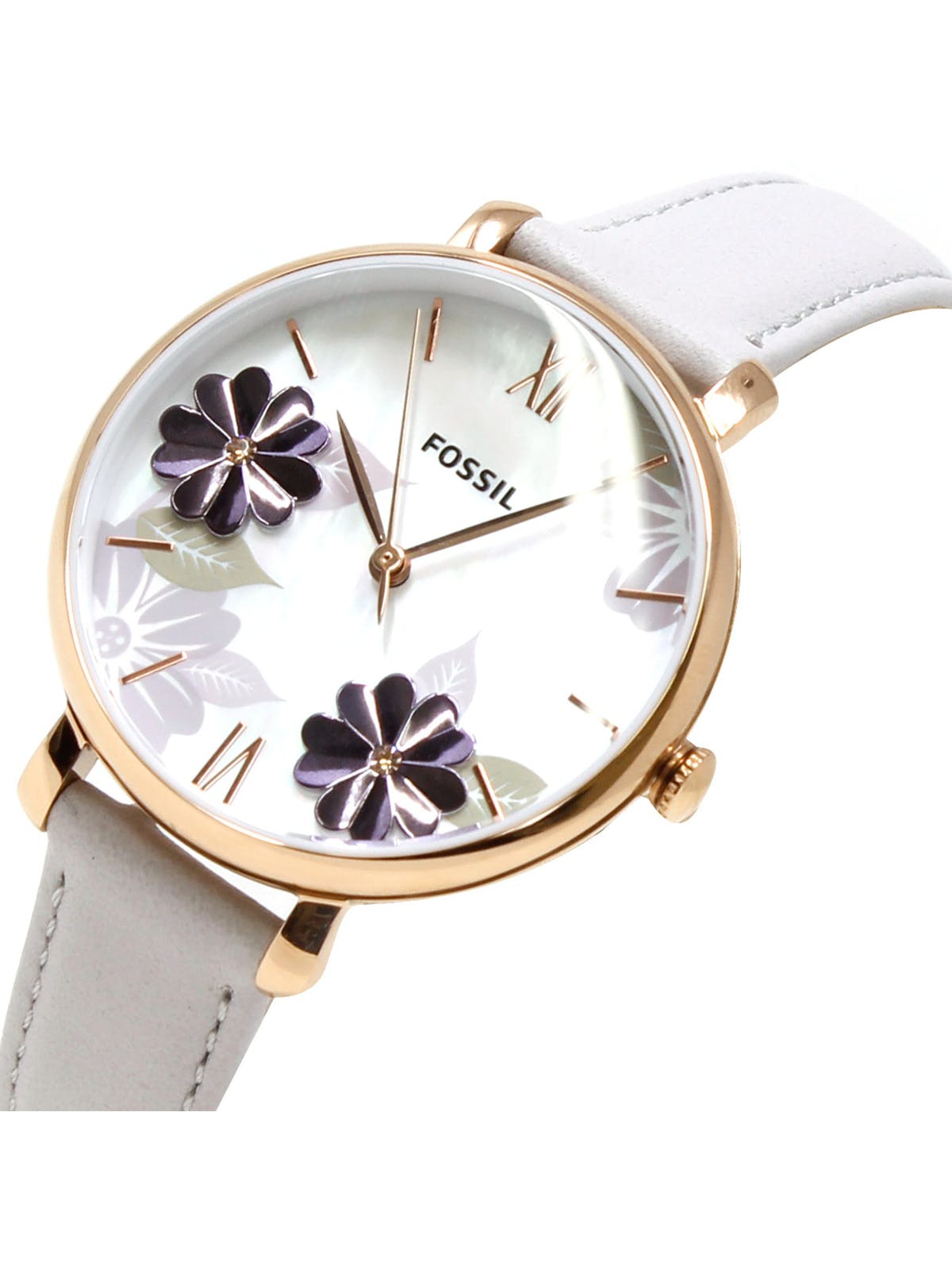 Fossil Jacqueline Quartz White Floral Dial Ladies Watch ES4672