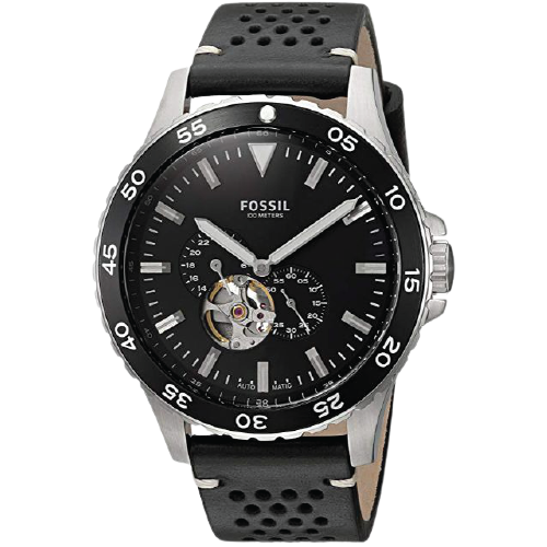 Fossil Crewmaster Sports Automatic Black Leather Men's Watch ME3148