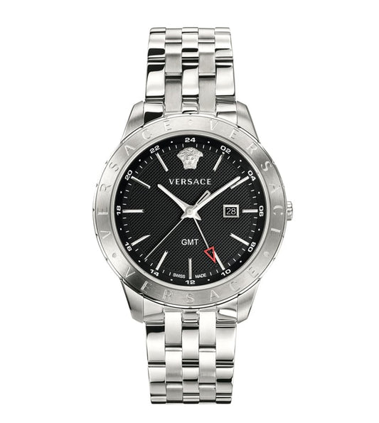 Versace Quartz Silver Steel Black Dial Men's Watch  VEBK00418 - Dawson Watches