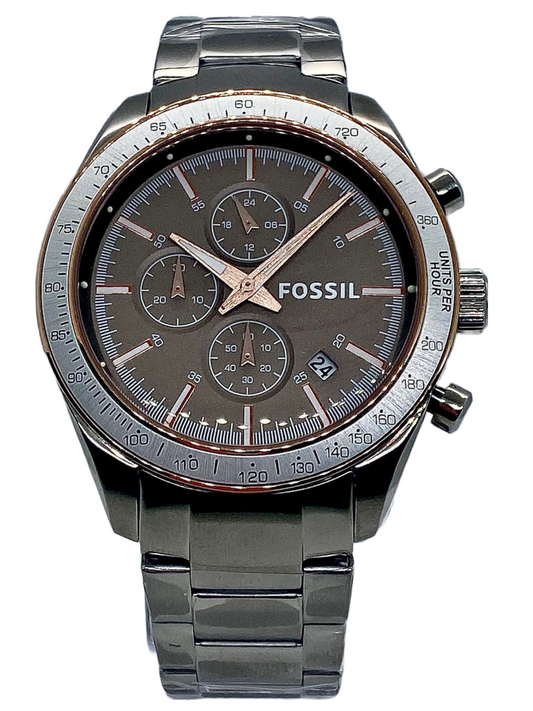 Fossil Chronograph Brown Dial Silver Watch BQ2140