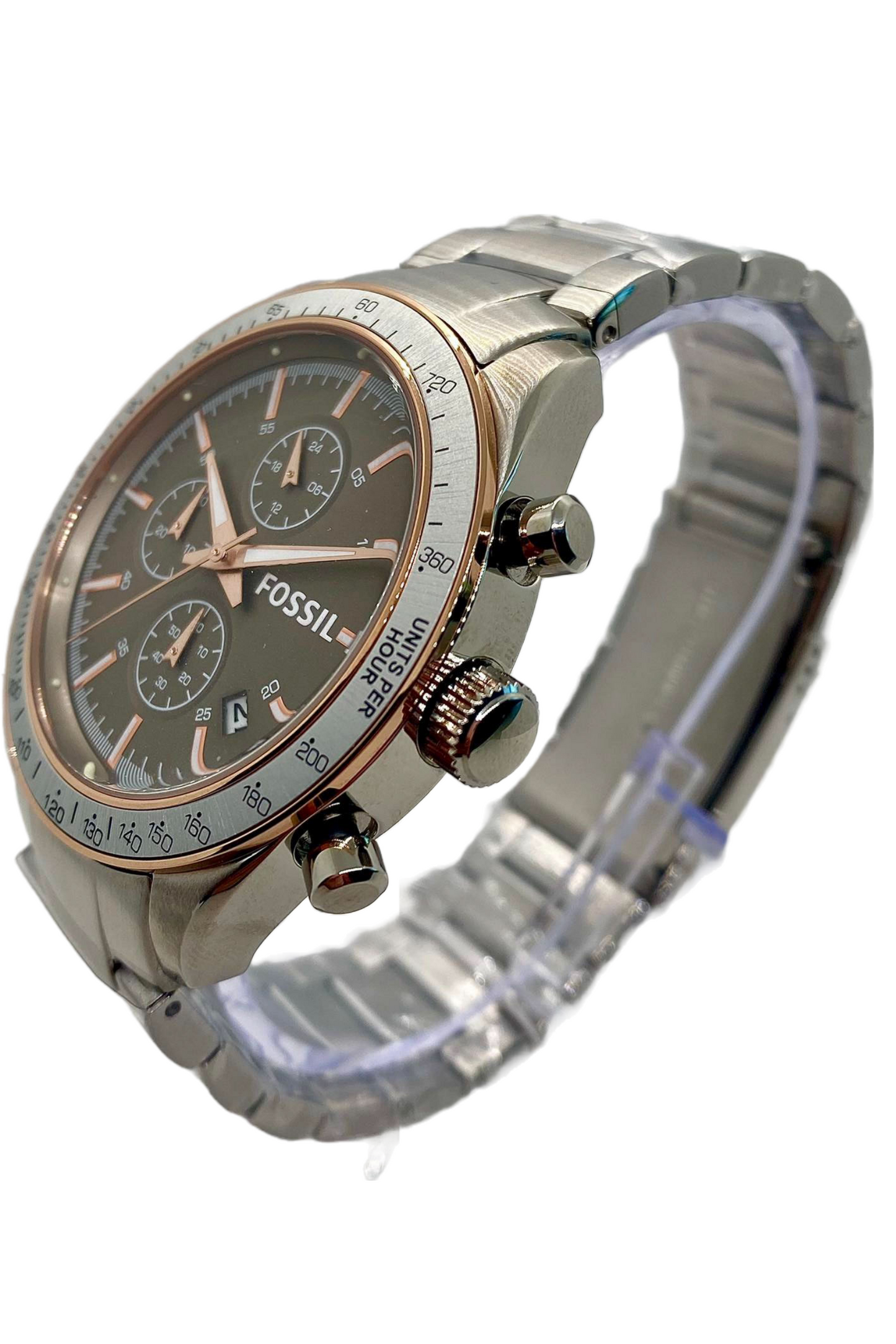 Fossil Chronograph Brown Dial Silver Watch BQ2140
