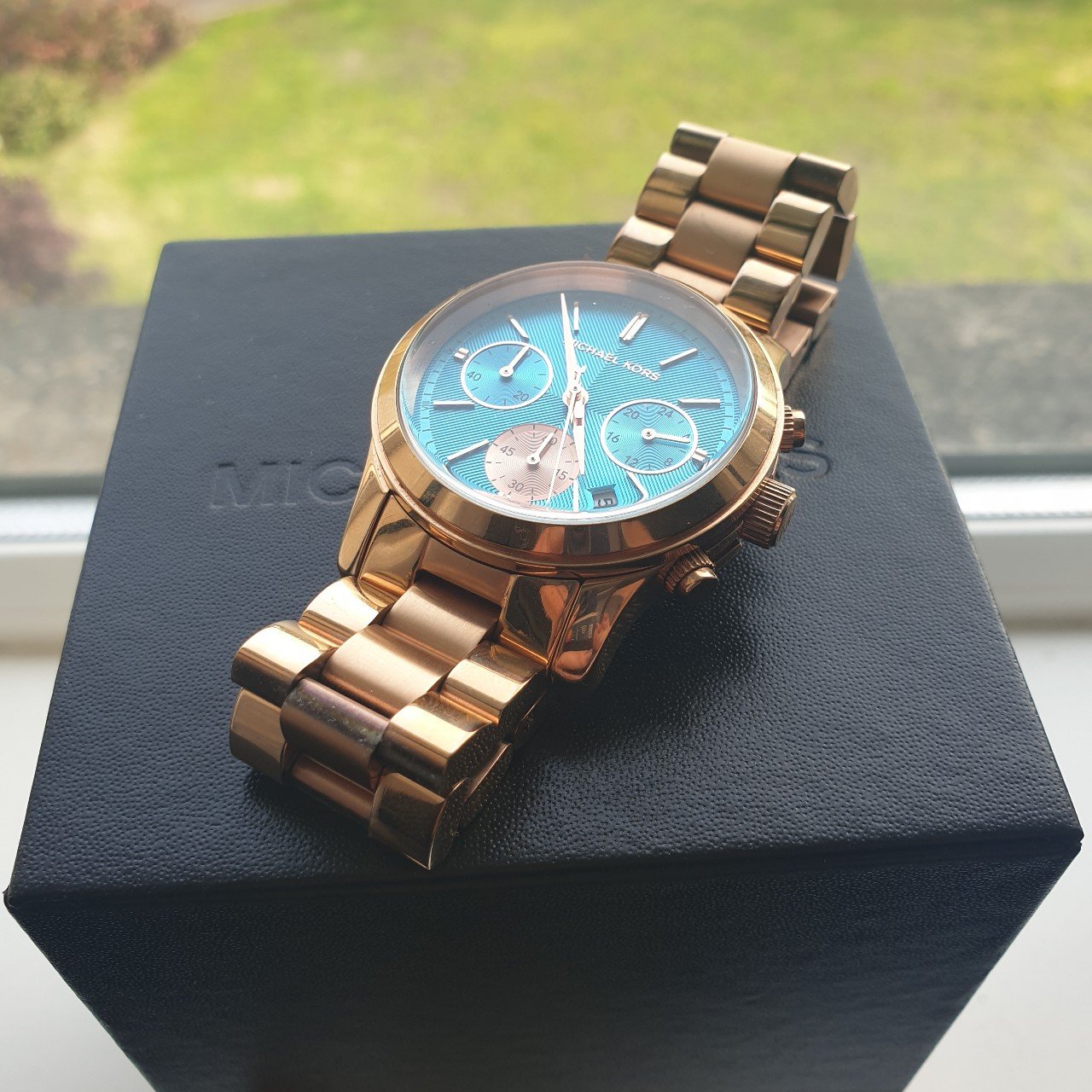 Michael Runway Runway Blue Dial Rose Gold-plated Ladies Watch MK6164