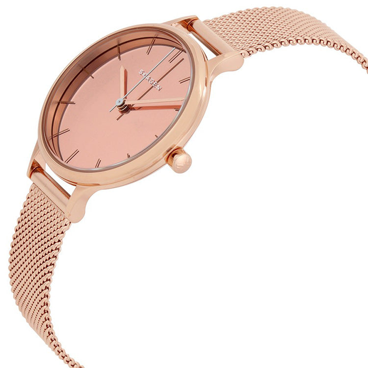 Skagen Anita Mirror Pink Dial Gold Ladies Watch SKW2413