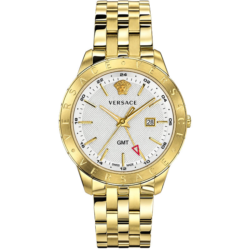 Versace Univers Quartz White Dial Gold Steel Strap Watch - VEBK00518