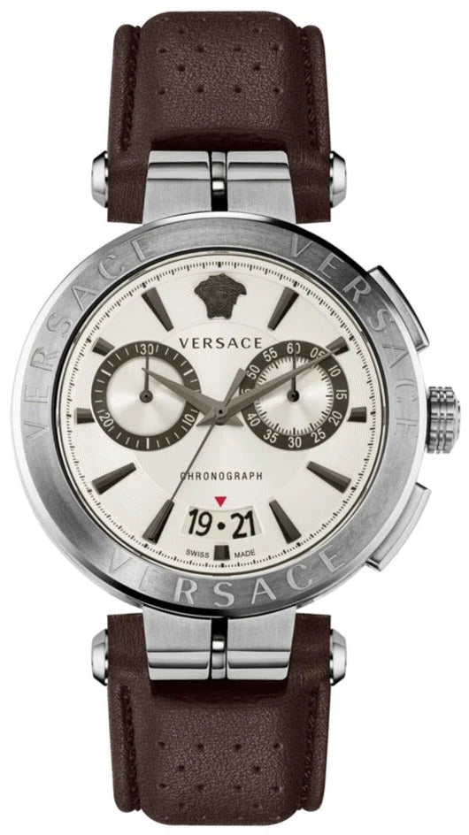 Versace Aion Chronograph Leather Strap Watch VBR010017