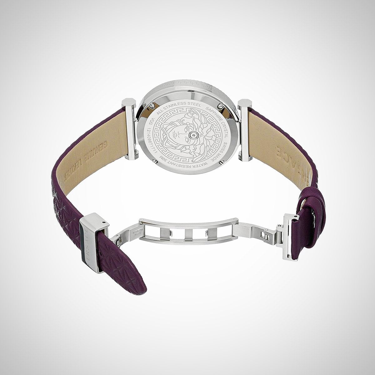 Versace V-Helix Ivory Dial Leather Strap Ladies Watch VQG010015