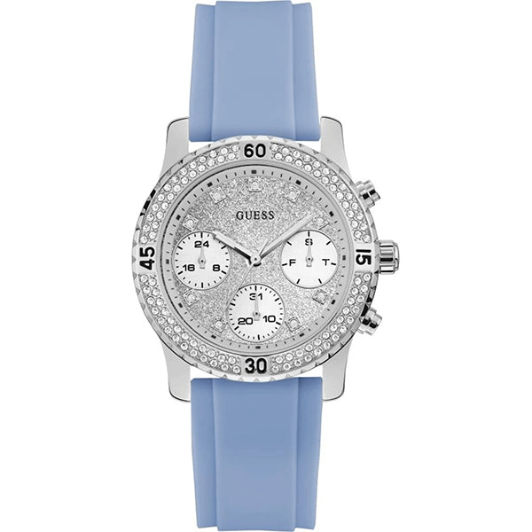 Guess Ladies Confetti Crystal Silicone Strap Women's Watch  W1098L3 - Kiwi Watches