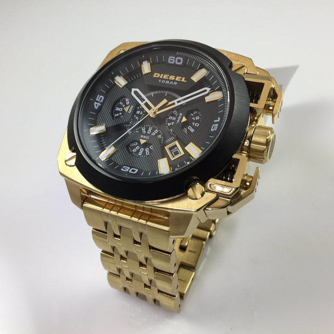 Diesel Big Daddy DZ7378 316L gold stainless steel 100m water-resistant