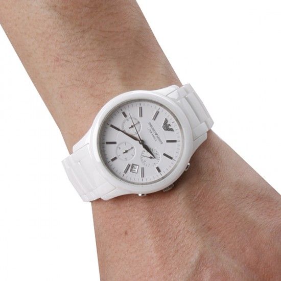 Emporio Armani Ceramica Chronograph White Dial Men's Watch AR1453