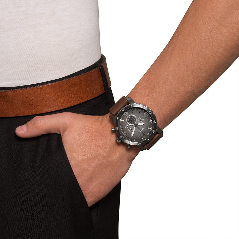 Fossil Nate Chronograph Grey Dial Men's Watch JR1424
