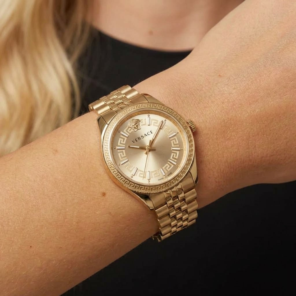 Versace Virtus All Gold Dial Gold Bracelet Watch - VEHU00720