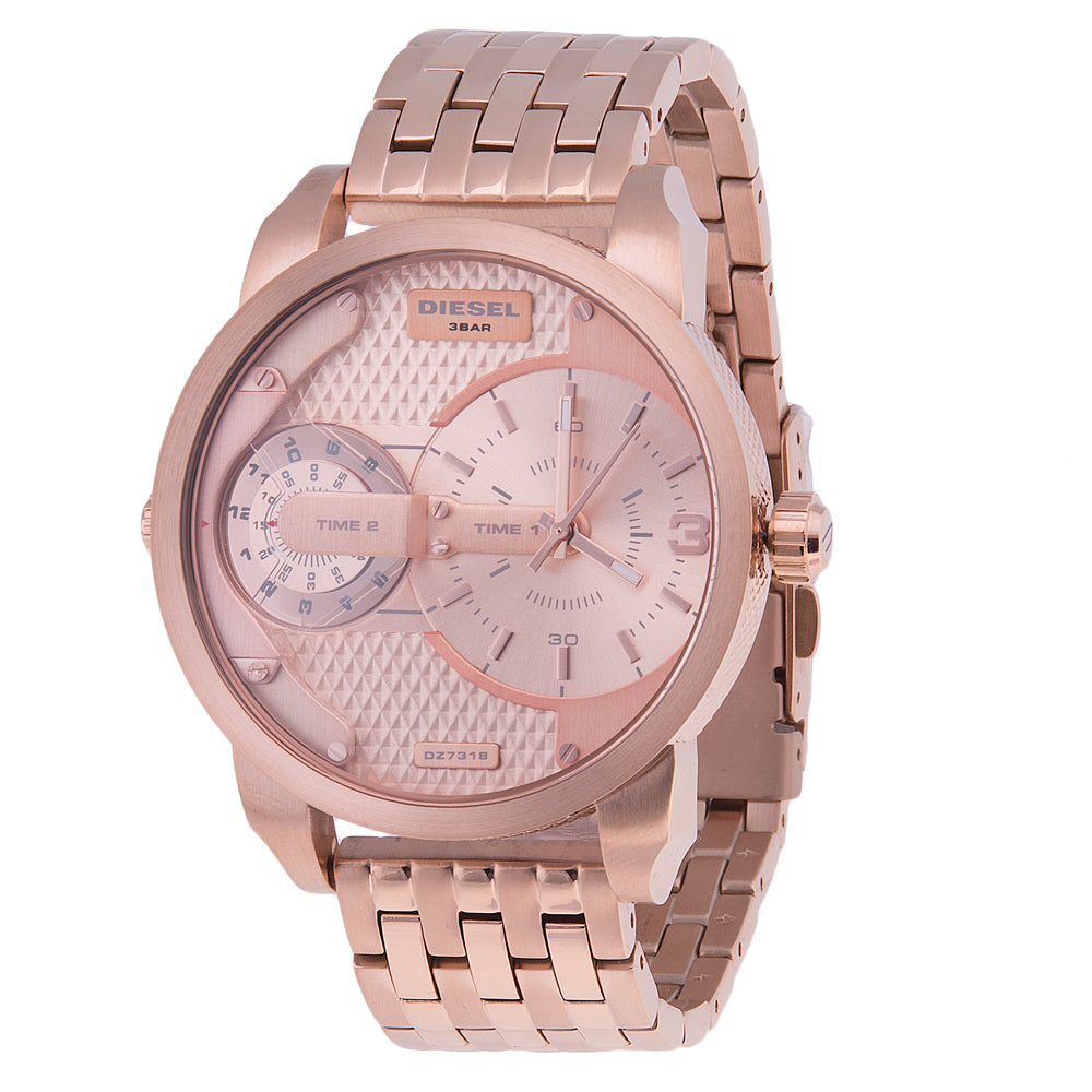 Diesel Mini Daddy DZ7318 316L rose-gold stainless steel 3ATM (30m) water resistant Dual time zones (GMT)