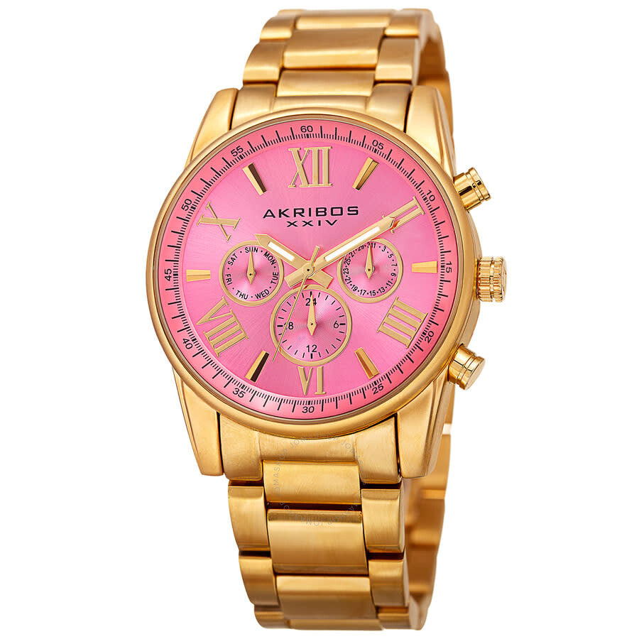 Akribos XXIV Ador Quartz Pink Dial Ladies Watch P50148 - Dawson Watches