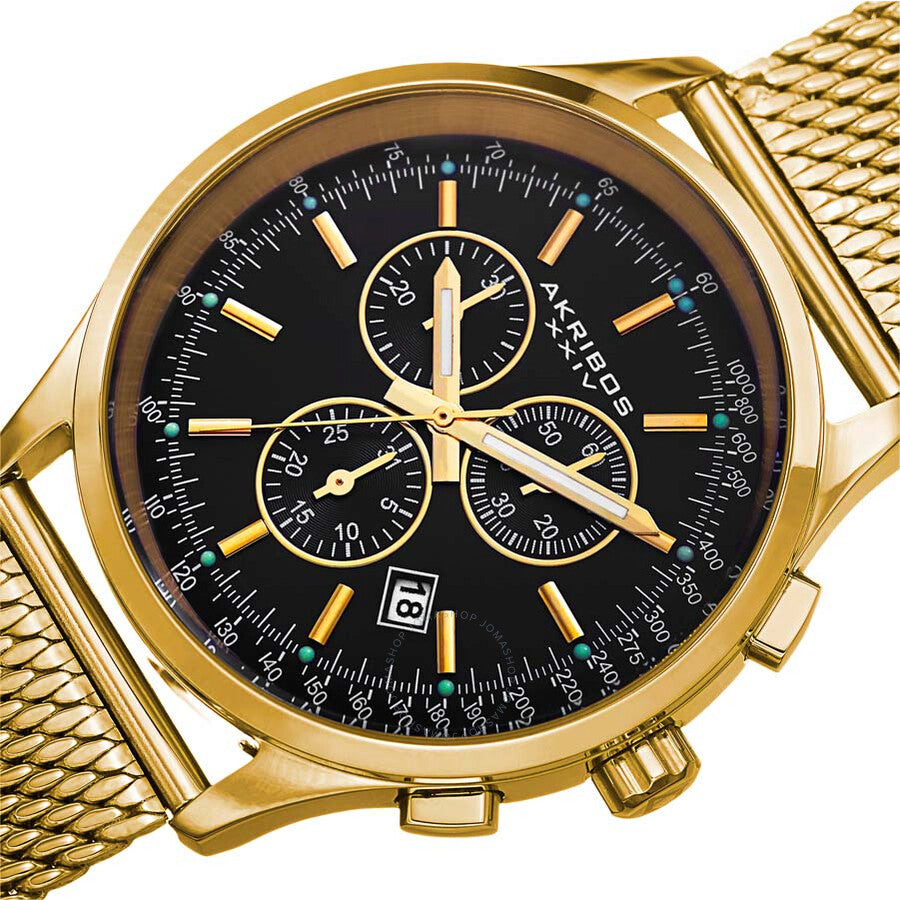 Akribos XXIV Chronograph Black Dial Men's Watch AK625YGB - The Watches Men & Co #4
