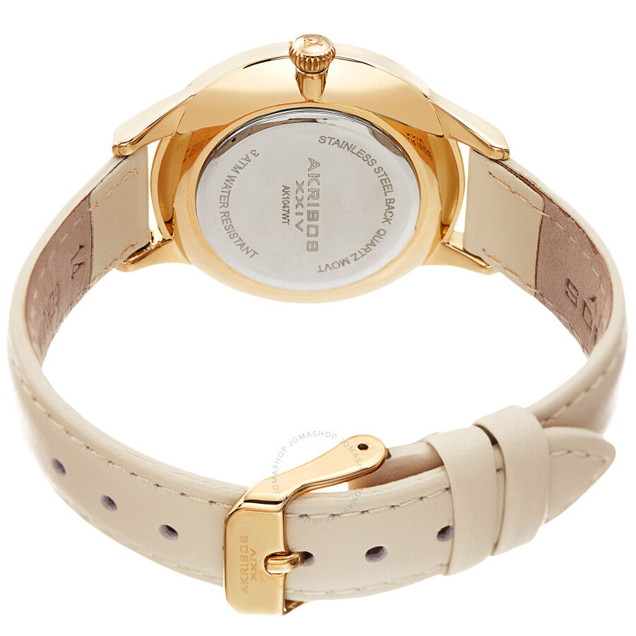 Akribos XXIV Diamond Gold Dial Ladies Watch AK1047WT - The Watches Men & Co #4