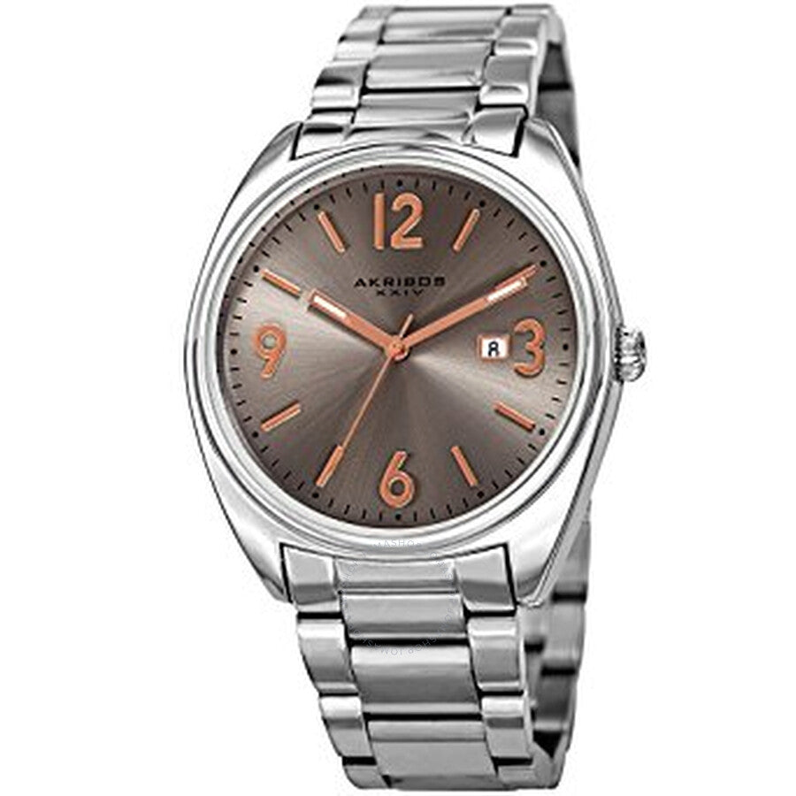 Akribos XXIV Gunmetal Dial Stainless Steel Men's Watch AK957SS - The Watches Men & Co