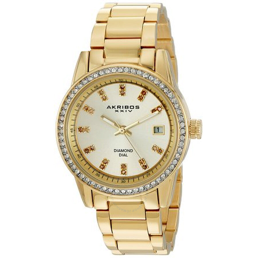 Akribos XXIV Lumin Gold Dial Ladies Watch AK928YG - The Watches Men & Co