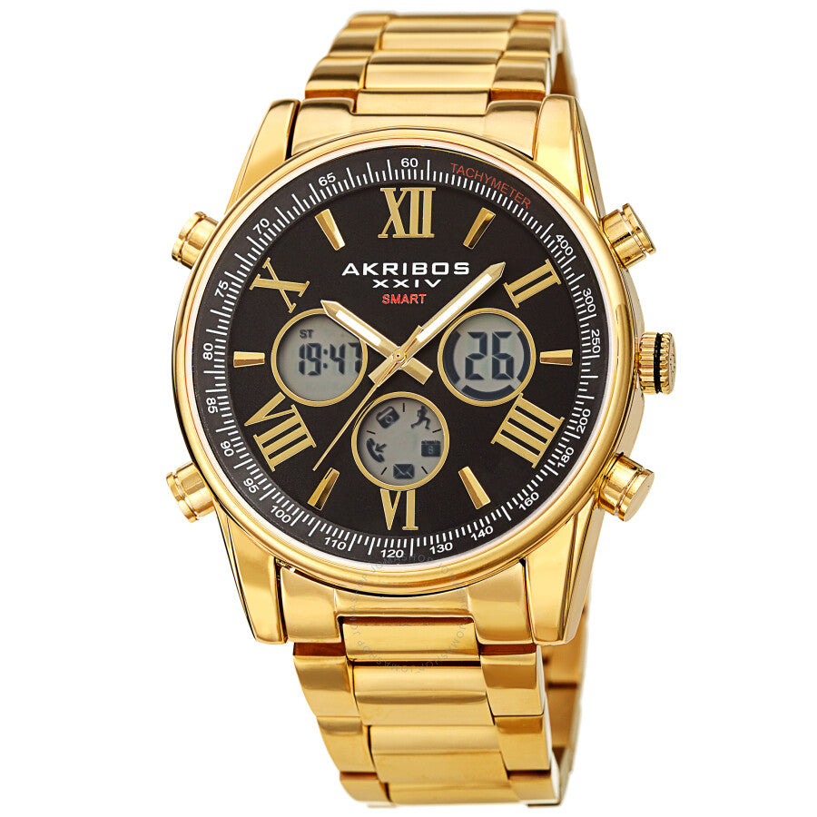 Akribos XXIV Quartz Black Dial Men's Smart Watch AK1095YGBK - The Watches Men & Co