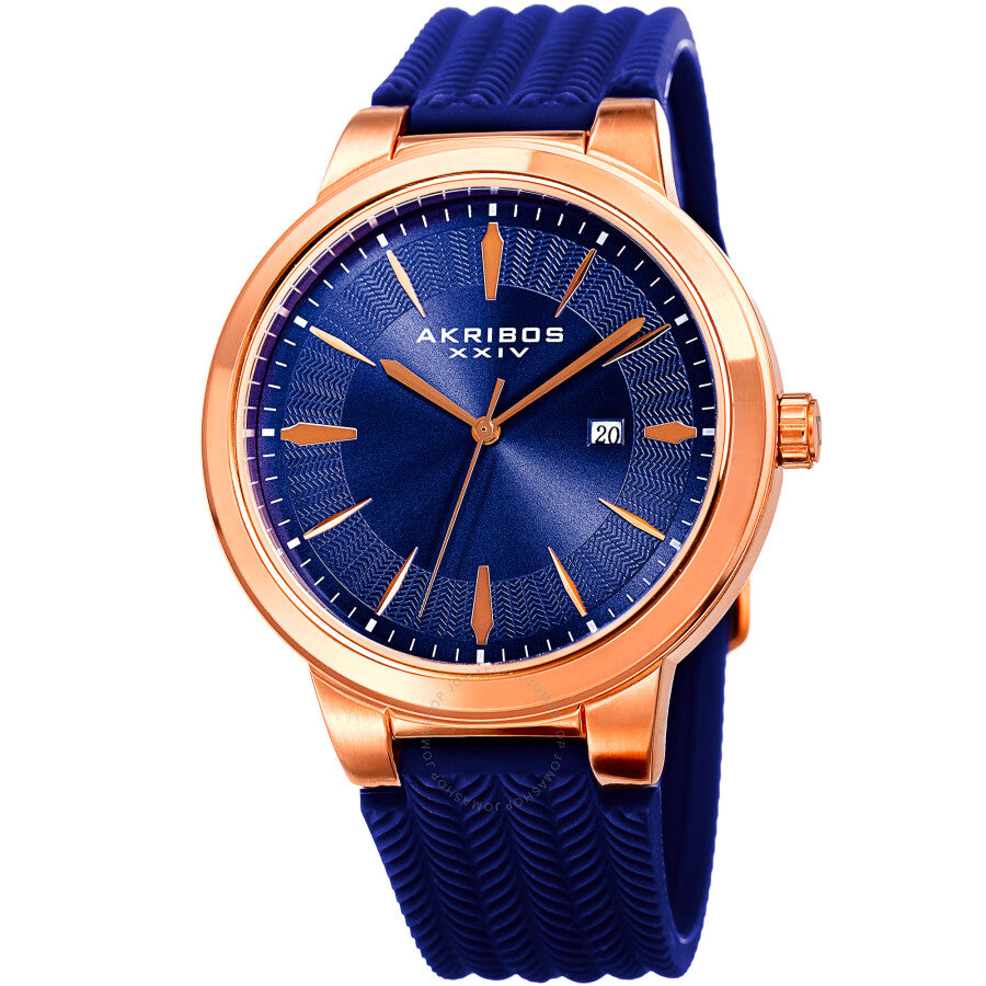 Akribos XXIV Quartz Blue Dial Blue Silicone Men's Watch AK1007RGBU - The Watches Men & Co