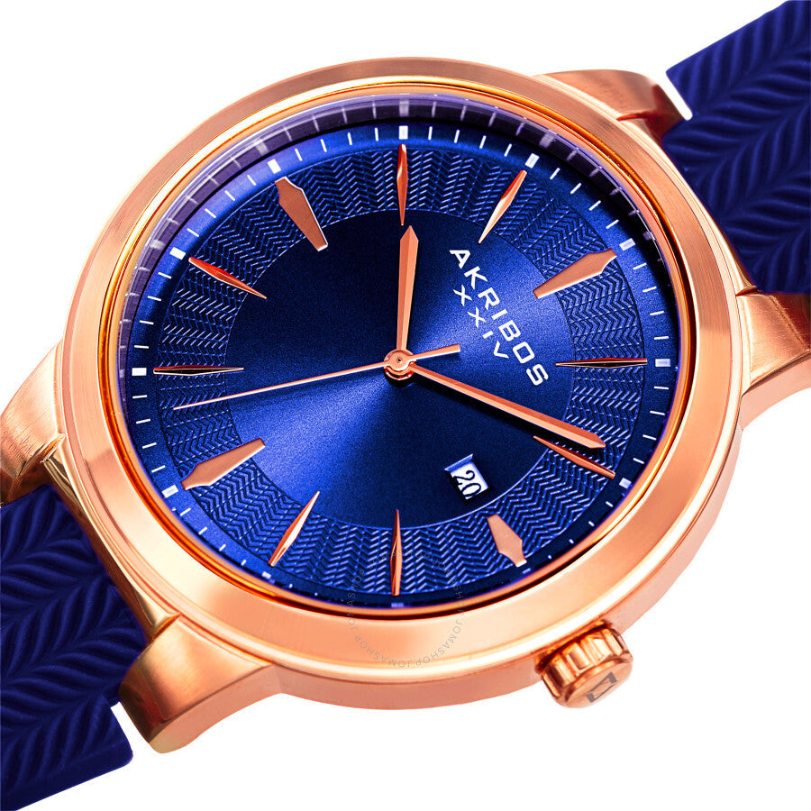 Akribos XXIV Quartz Blue Dial Blue Silicone Men's Watch AK1007RGBU - The Watches Men & Co #2