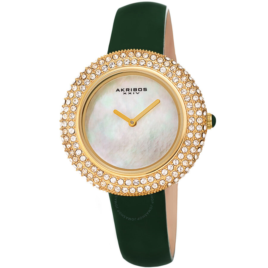 Akribos XXIV Quartz Crystal White Dial Ladies Watch AK1049GN - The Watches Men & Co