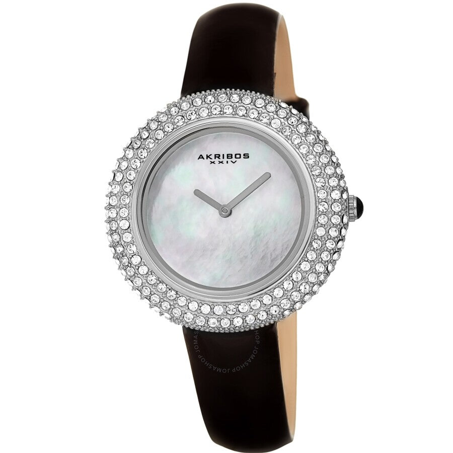 Akribos XXIV Quartz Crystal White Dial Ladies Watch AK1049SSB - The Watches Men & Co