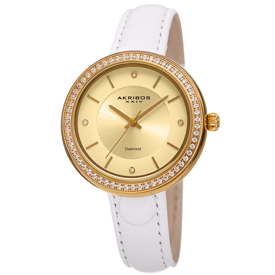 Akribos XXIV Quartz Diamond Gold Dial Ladies Watch AK1067YG - The Watches Men & Co