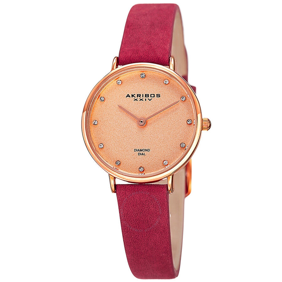 Akribos XXIV Quartz Diamond Rose Dial Ladies Watch AK882PK - The Watches Men & Co