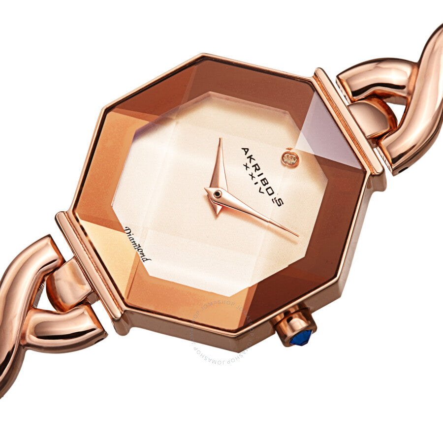 Akribos XXIV Quartz Diamond Rose Gold Dial Ladies Watch AK1086RG - The Watches Men & Co #2