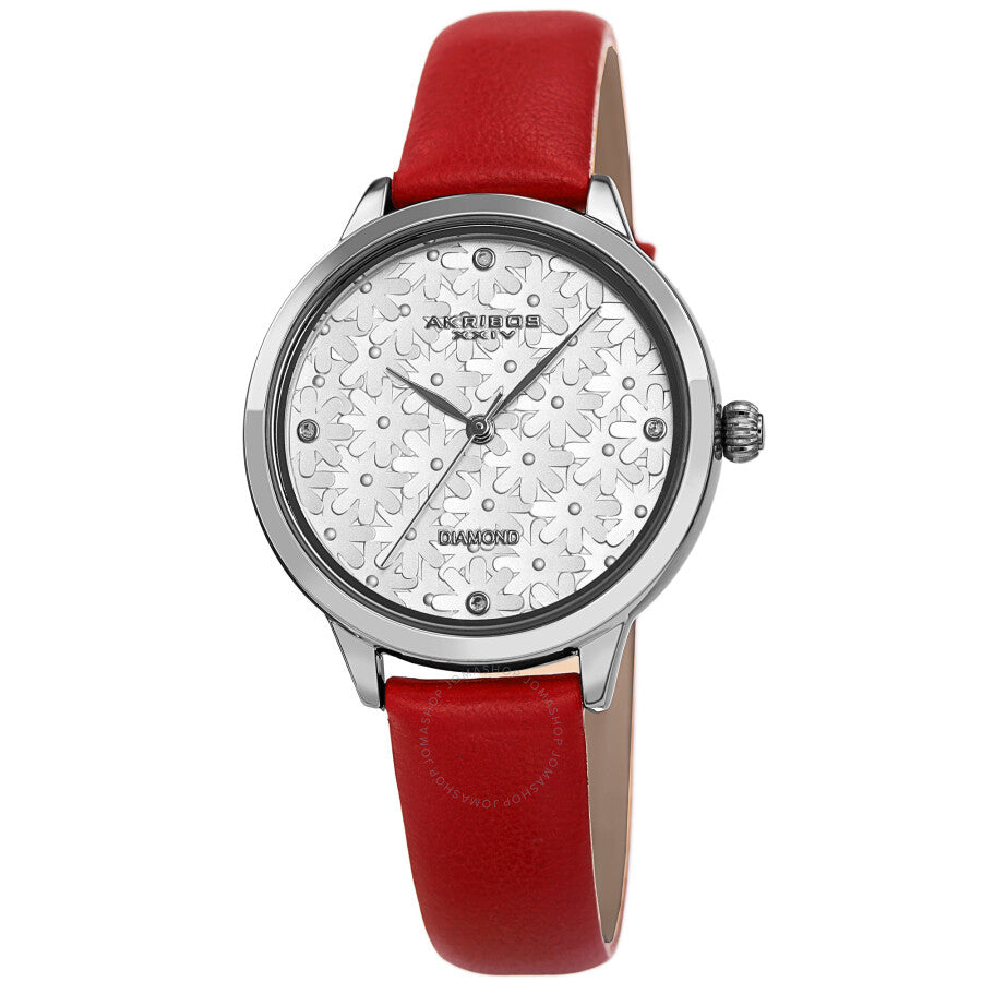Akribos XXIV Quartz Diamond Silver Dial Ladies Watch AK1051RD - The Watches Men & Co