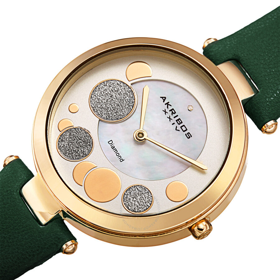 Akribos XXIV Quartz Diamond White Dial Ladies Watch AK1069GN - The Watches Men & Co #2