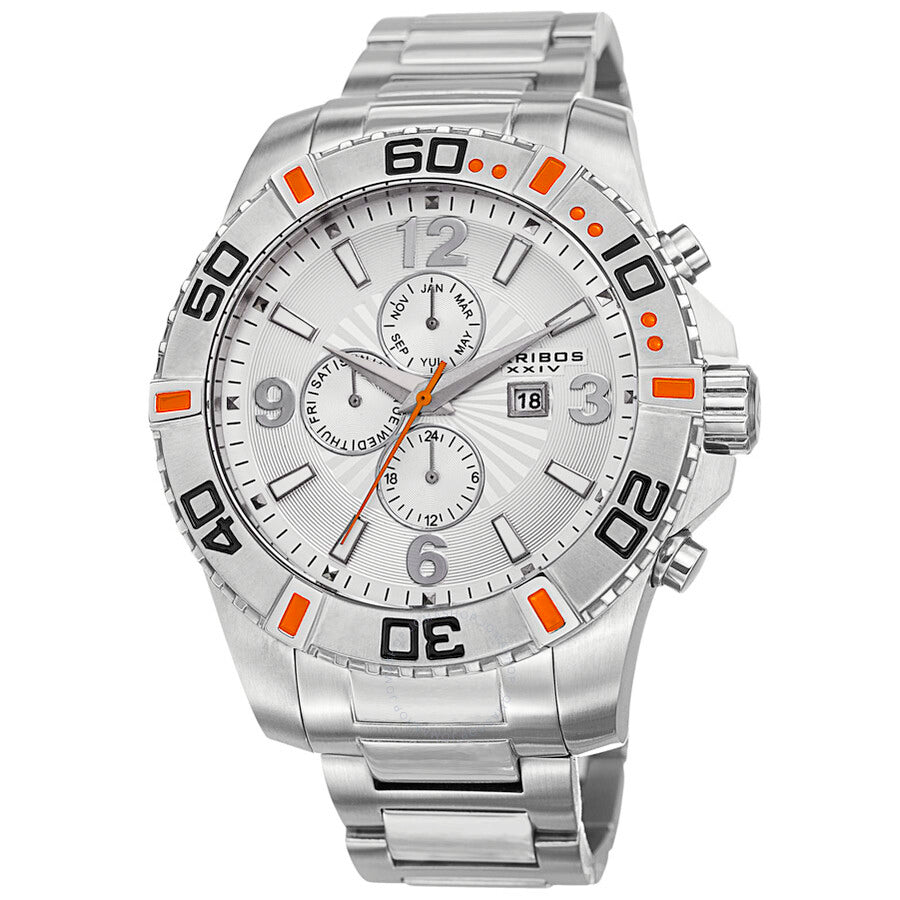 Akribos XXIV Quartz Silver Dial Stainless Steel Men's Watch AK671SS - The Watches Men & Co