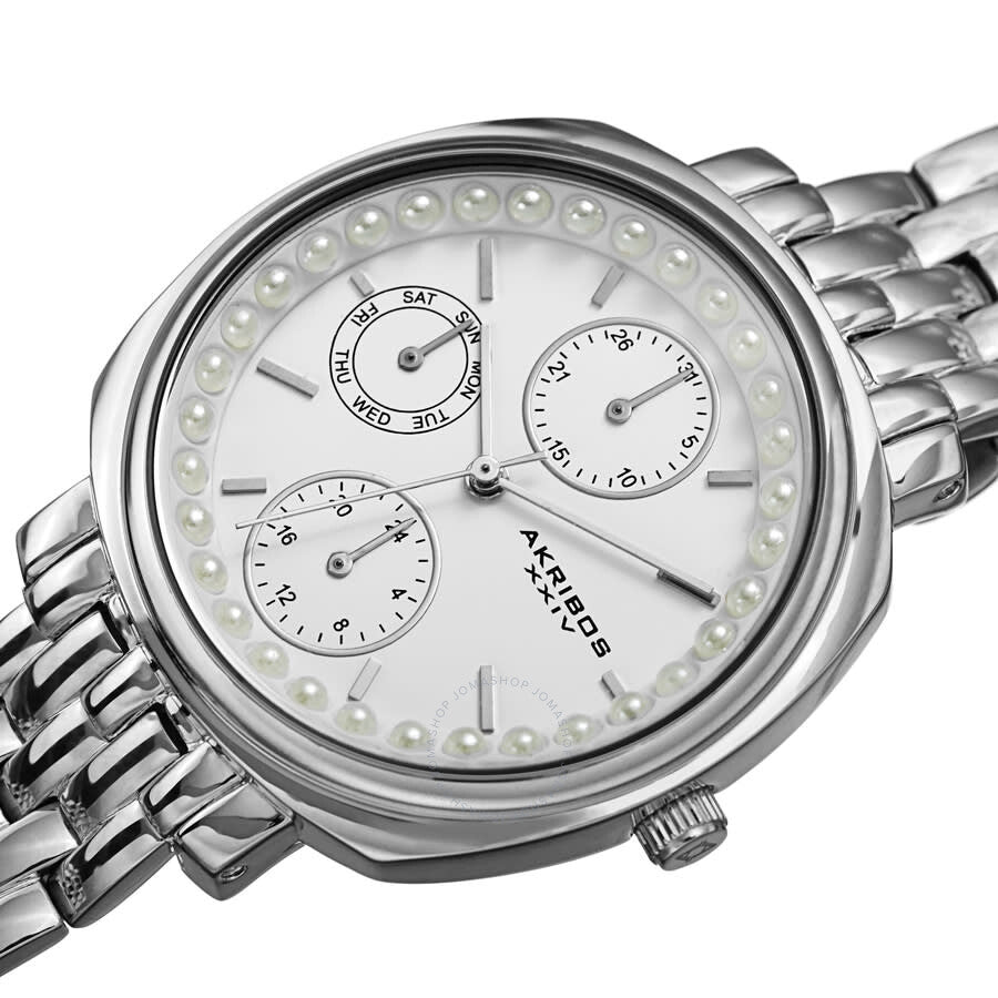 Akribos XXIV Quartz White Dial Ladies Watch AK1114SS - The Watches Men & Co #2