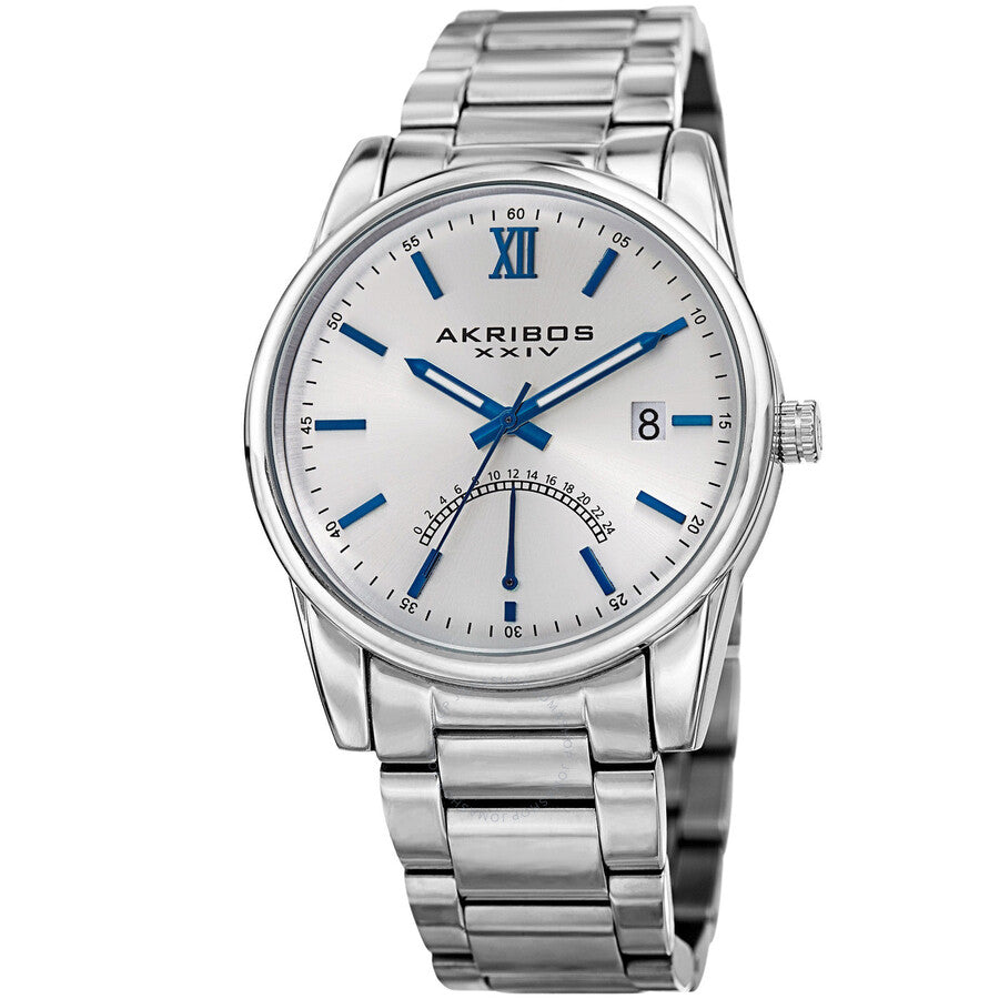 Akribos XXIV Silver Dial Stainless Steel Men's Watch AK962SS - The Watches Men & Co