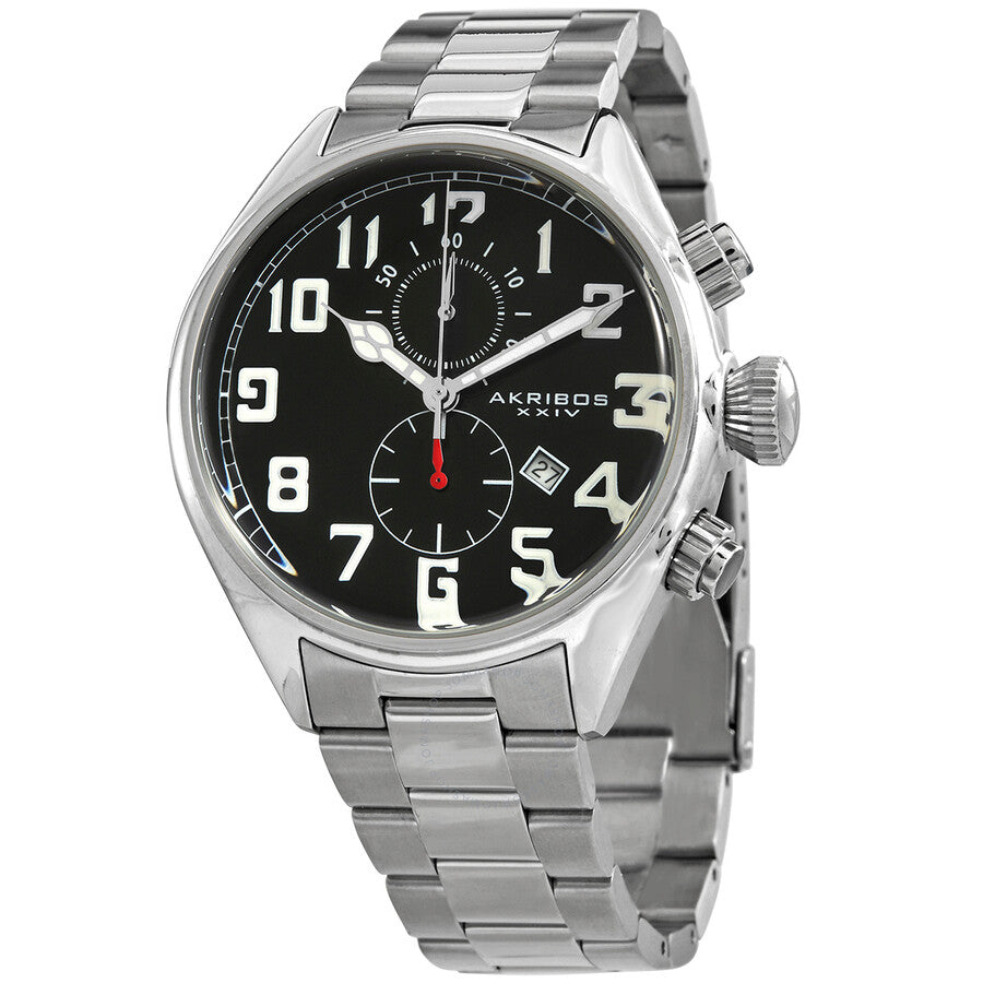 Akribos XXIV Trek Chronograph Quartz Black Dial Men's Watch P50129 - The Watches Men & Co