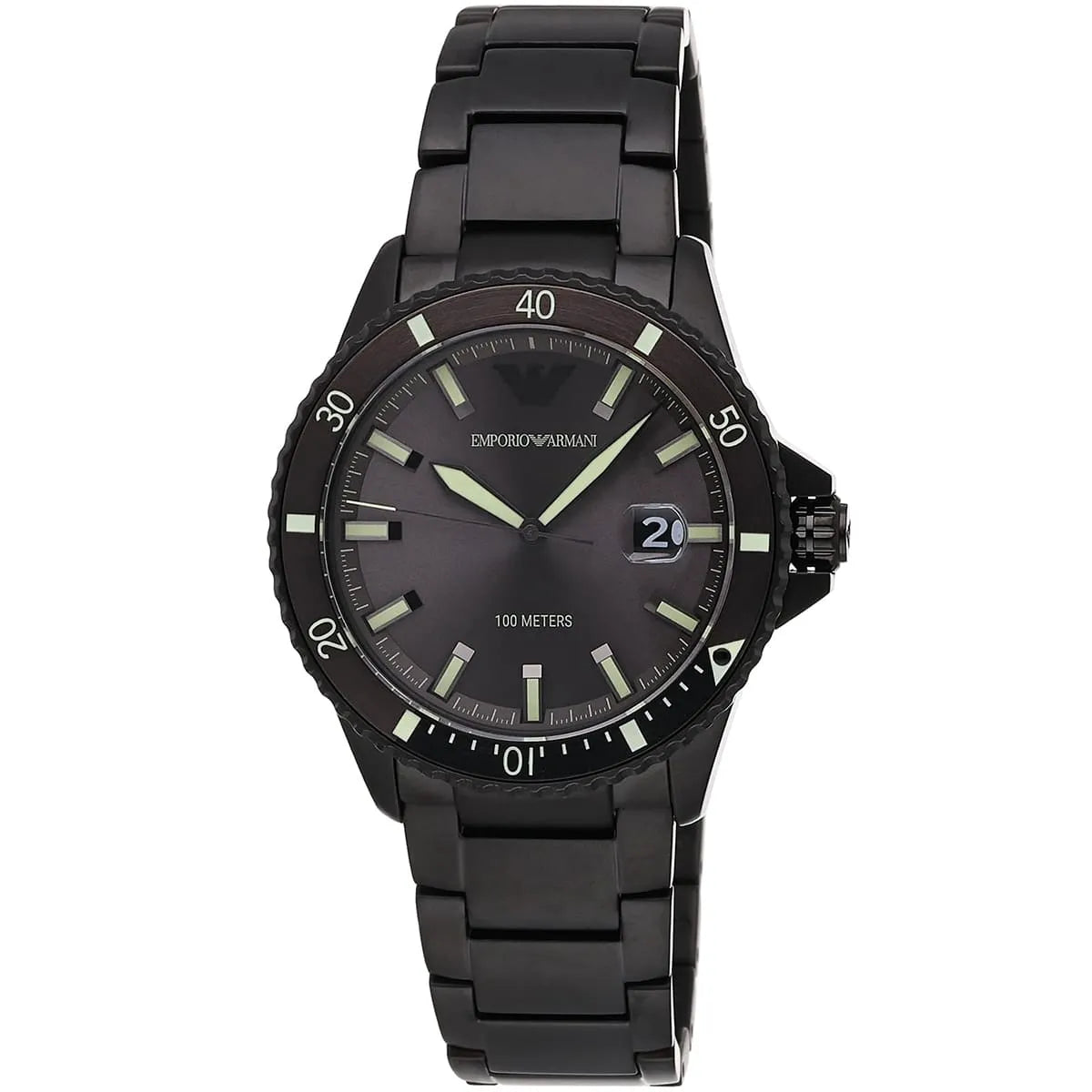 Watch Diver Diver Grey Sunray date window Dial Black PVD Watch - AR11398