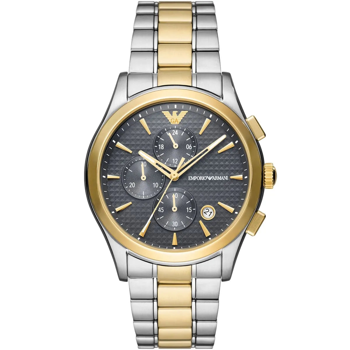Emporio Armani Paolo Chronograph Grey Dial Two Tone Steel Strap Watch AR11527