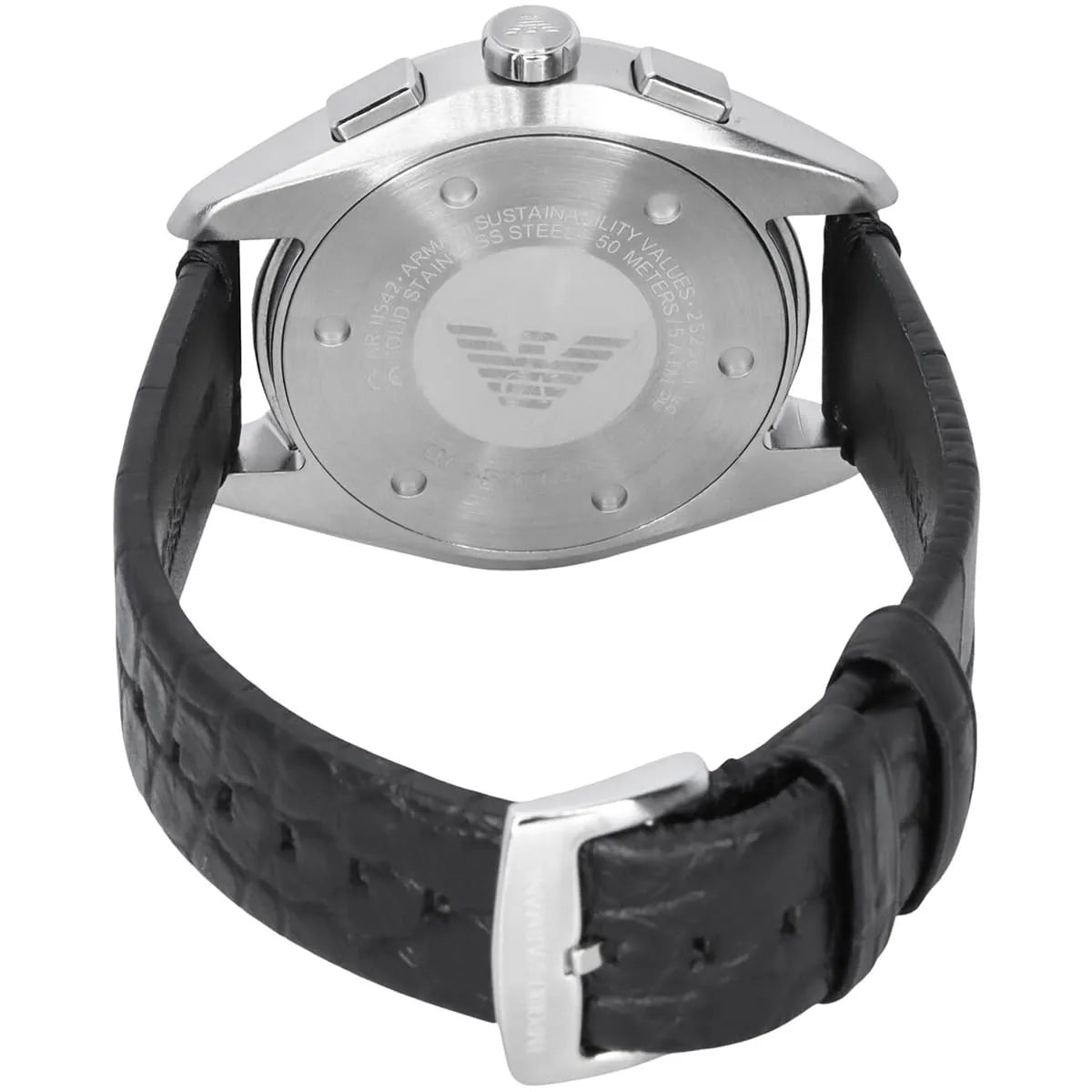 Emporio Armani Claudio Chronograph Black Genuine Leather Men's Watch - AR11542